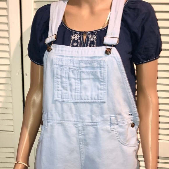 Moda Int. Baby Blue Vintage Short Overalls Medium - Picture 2 of 16